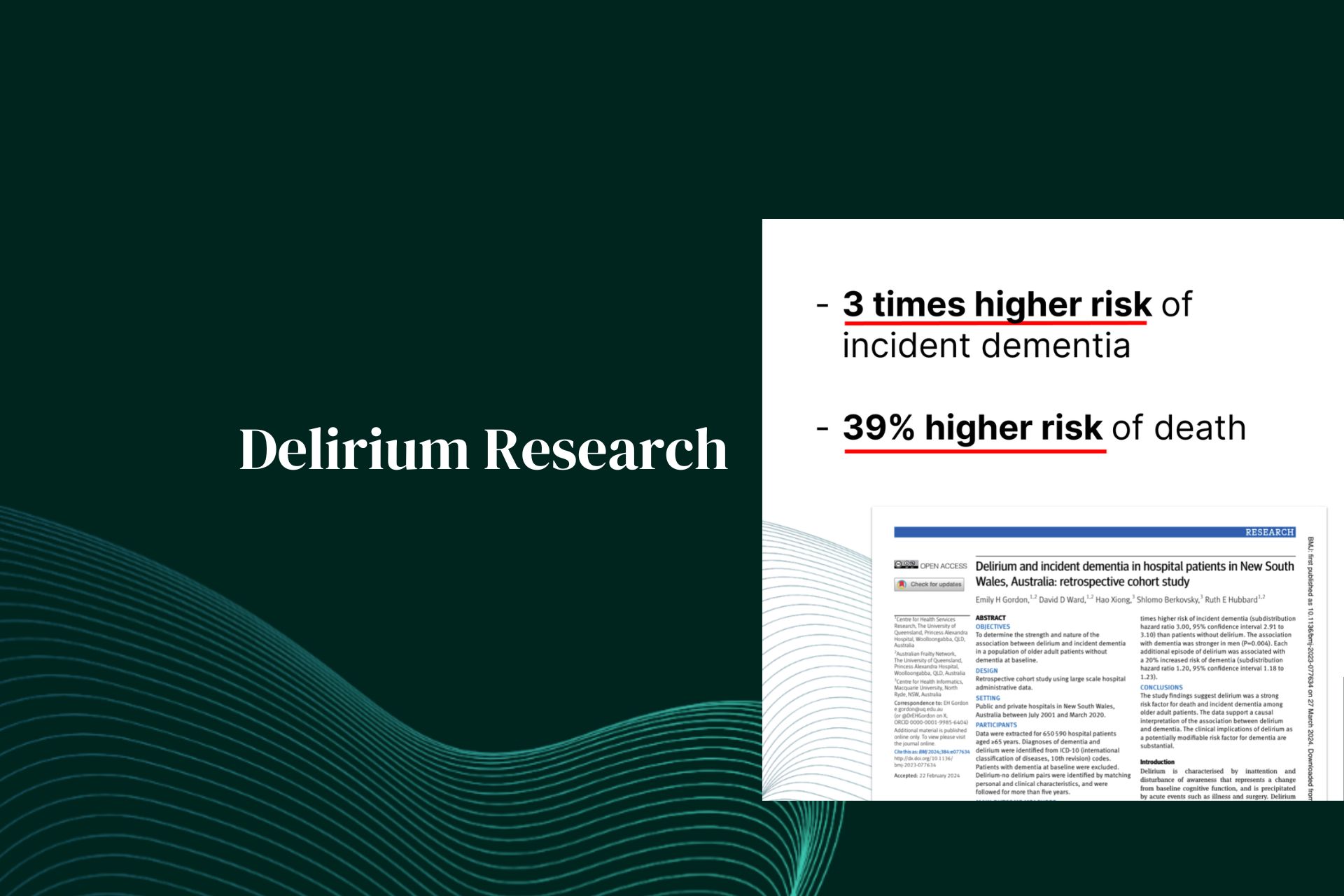 Sterke associatie tussen delirium en incidentie van dementie bij oudere volwassenen zonder dementie bij aanvang